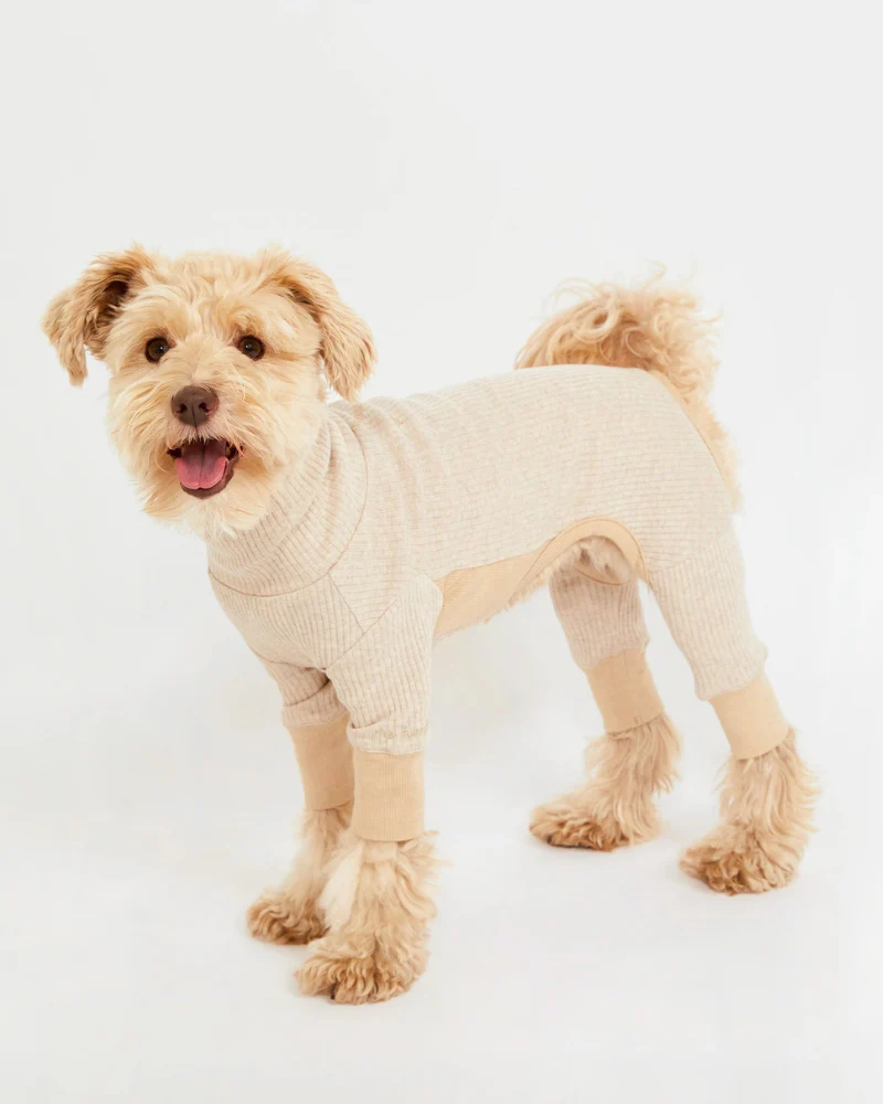 High-Neck Dog Onesie in Beige (FINAL SALE) - Image 7