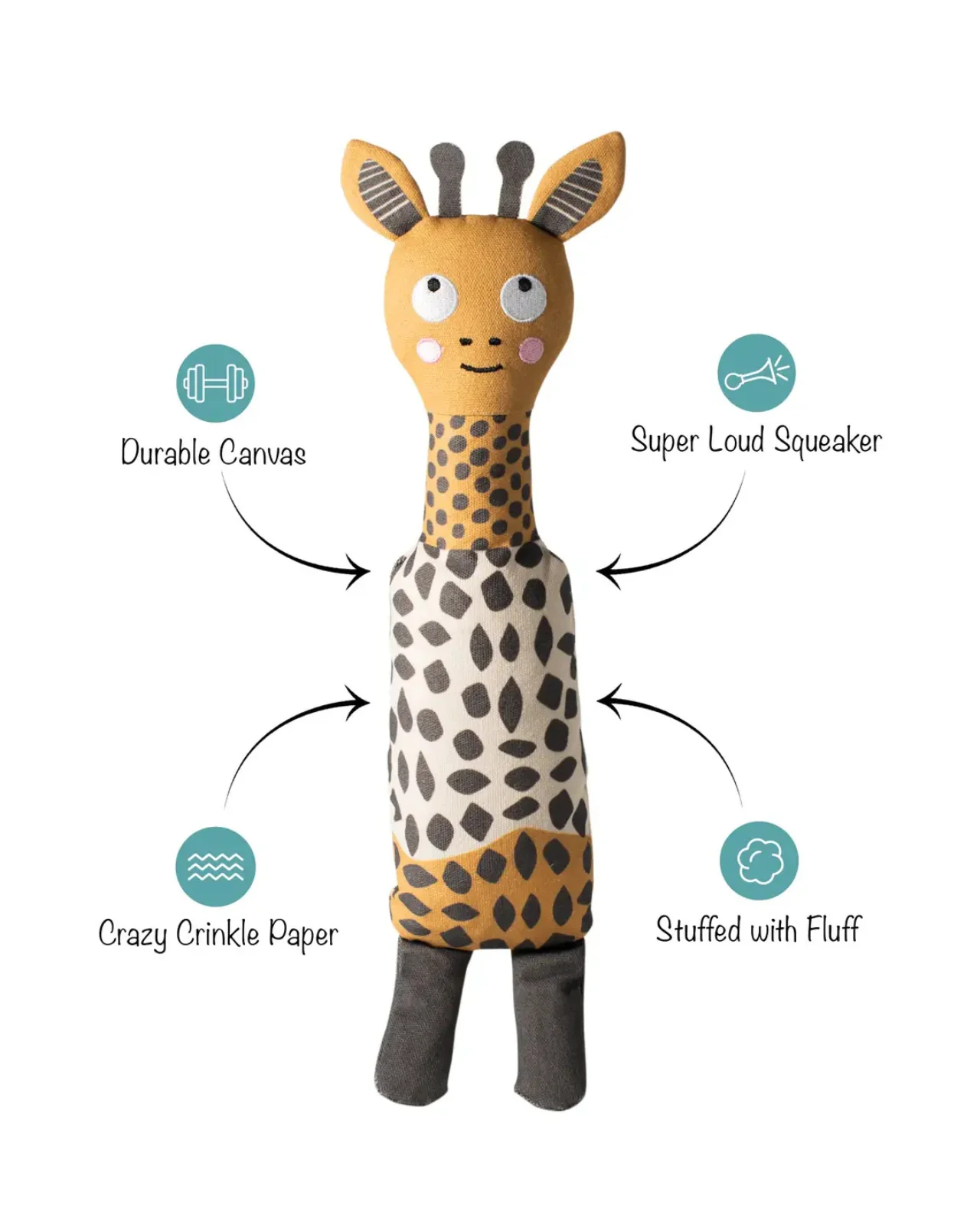 High There! Canvas Squeaky Giraffe Dog Toy - Image 4