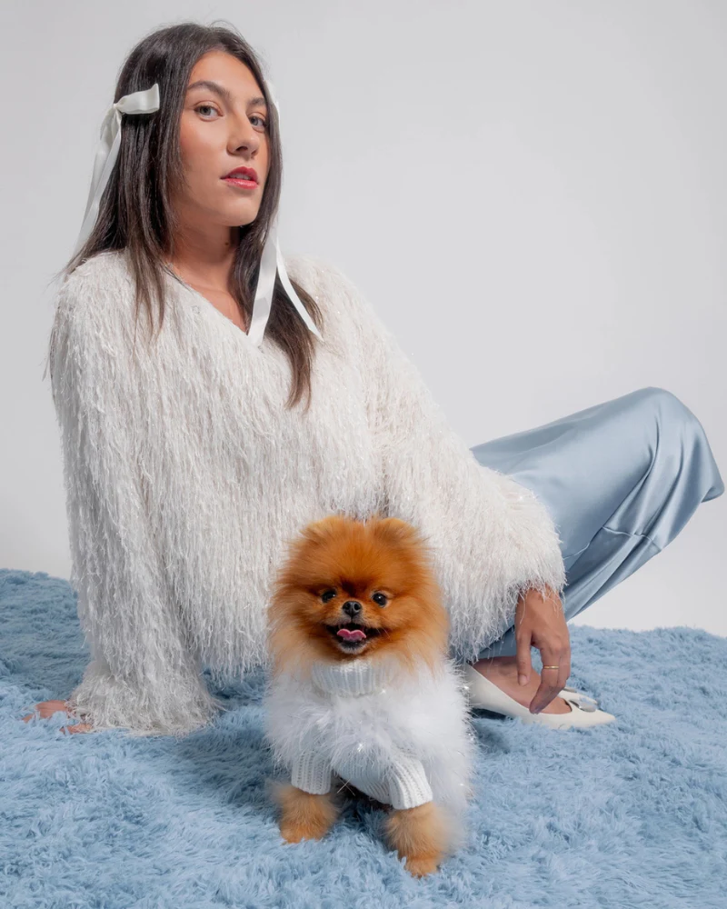Angel Glitz Dog Jumper in Snow White (FINAL SALE) - Image 4