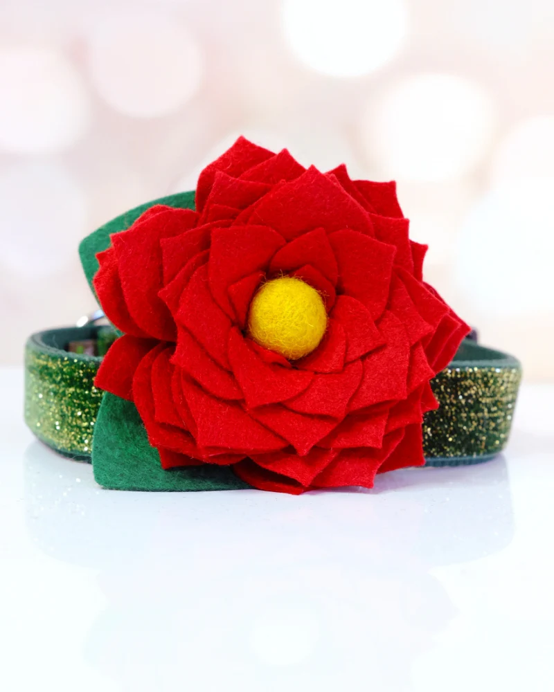 Red Amaryllis Dog Collar Flower (Made in the USA)
