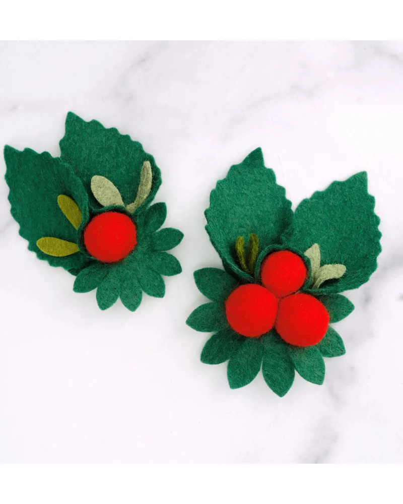 Holly Holiday Dog Collar Flower - Image 3