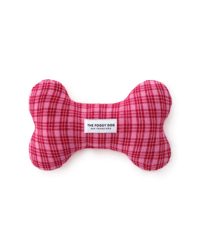 HTH x TFD Katherine Plaid Dog Bone Squeaky Toy (Made in the USA) - Image 3