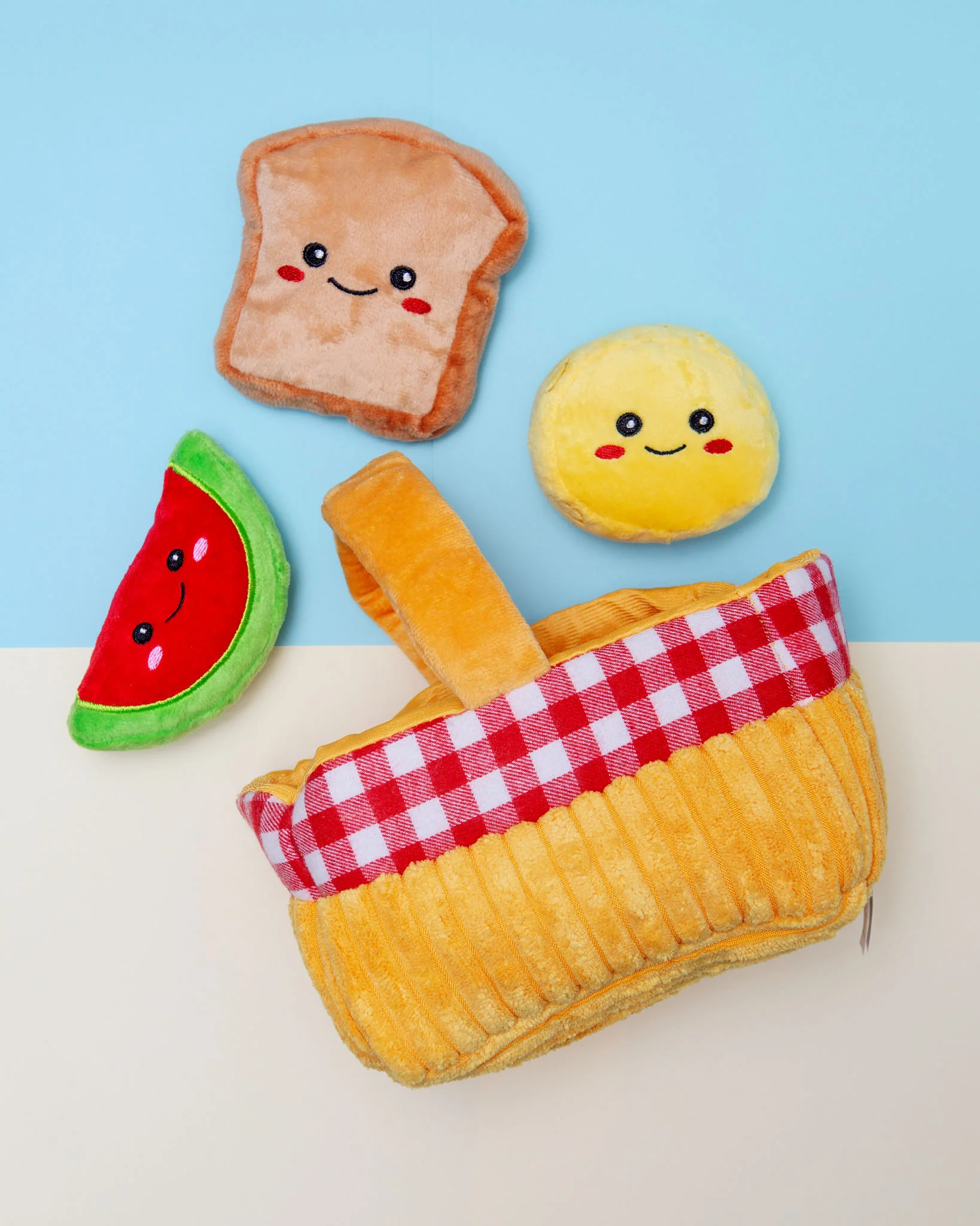 Picnic Basket Interactive Plush Dog Toy Set