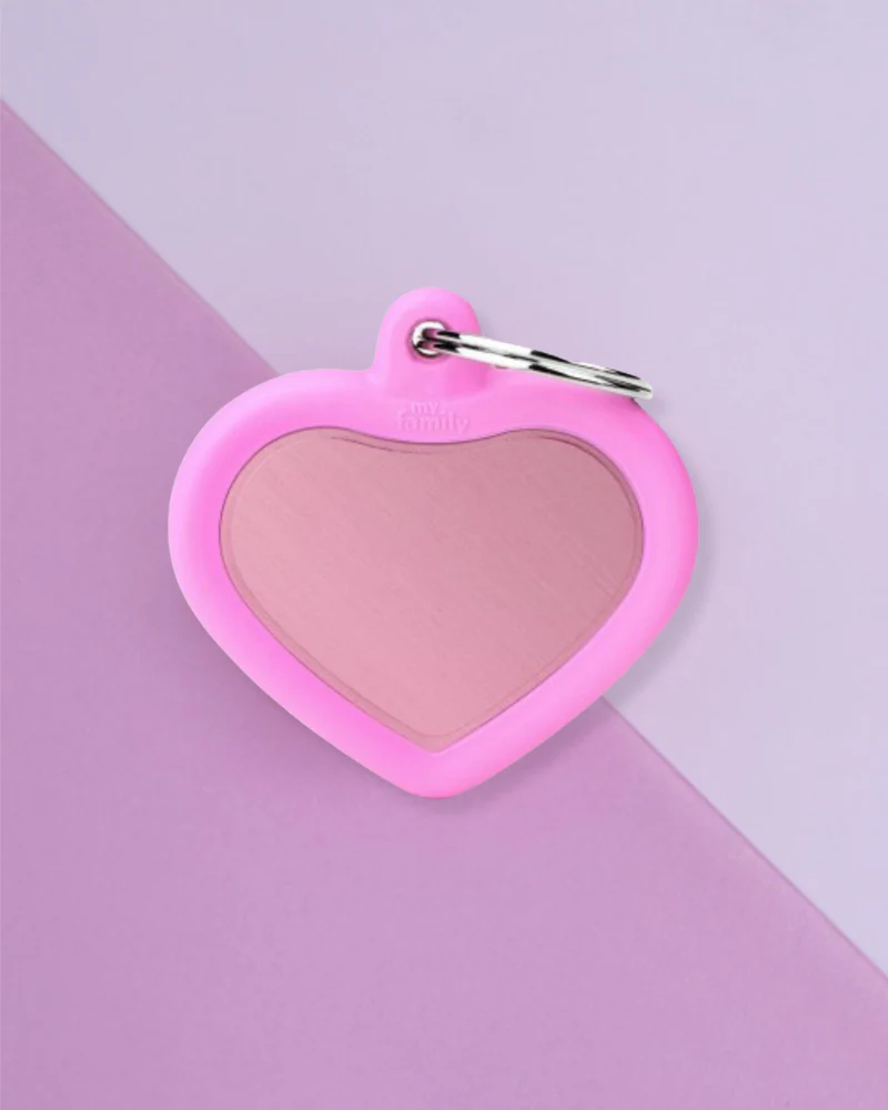 Hushtag Pink Aluminum Heart Custom Pet ID Tag