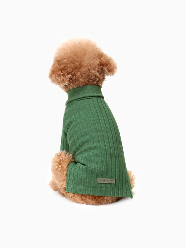 HUTS & BAY | Knit Collar Shirt in Green - Image 2