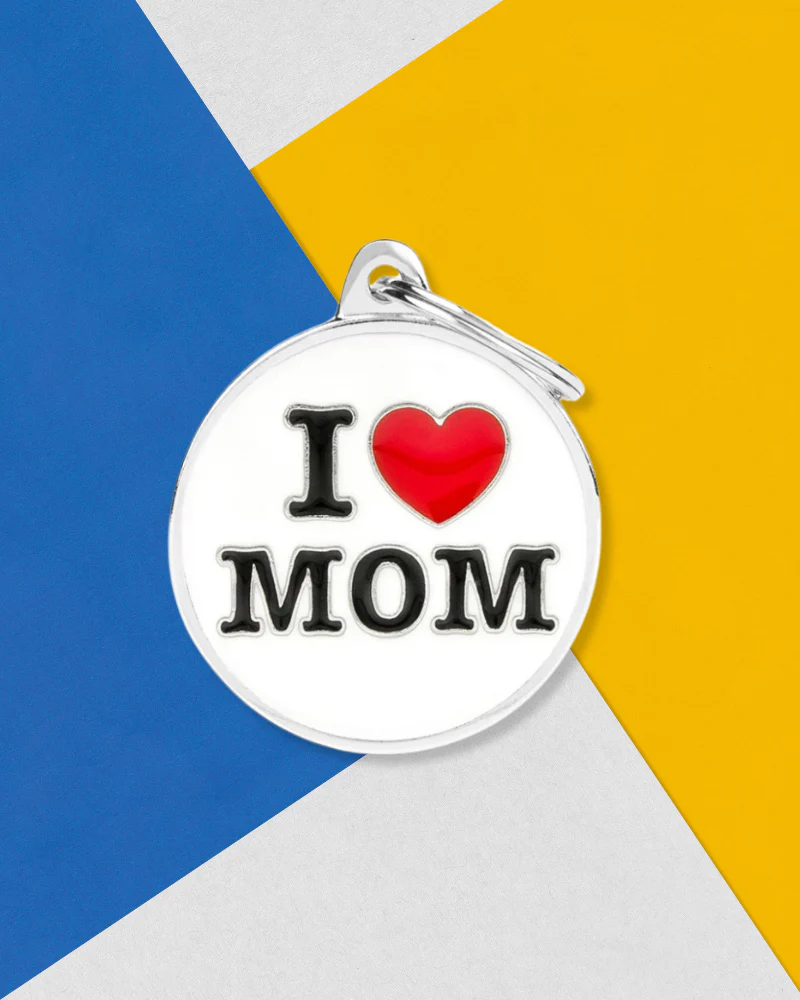 I Love Mom Custom Circle Pet ID Tag