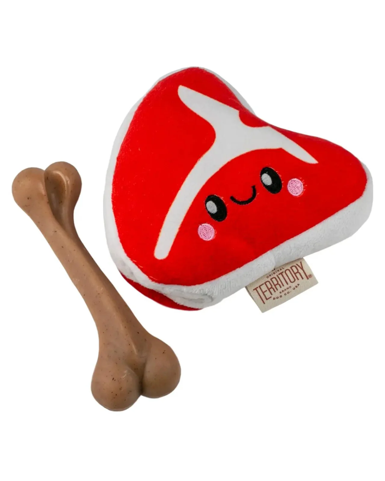 2-in-1 T-Bone Chew & Squeak Dog Toy (Bacon Scented) - Image 3