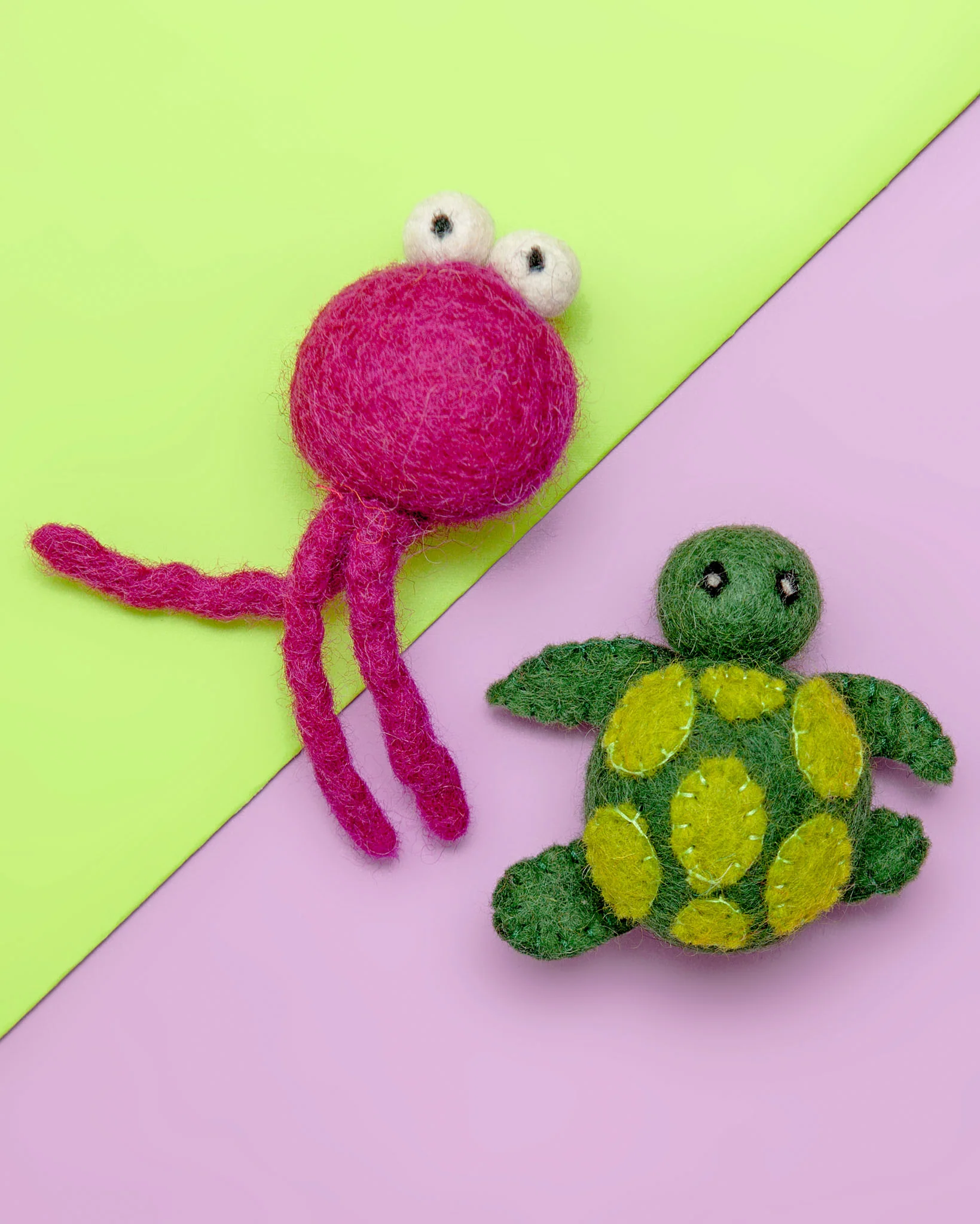 Turtle & Jellyfish Wool Cat Toy Set (2-pack)