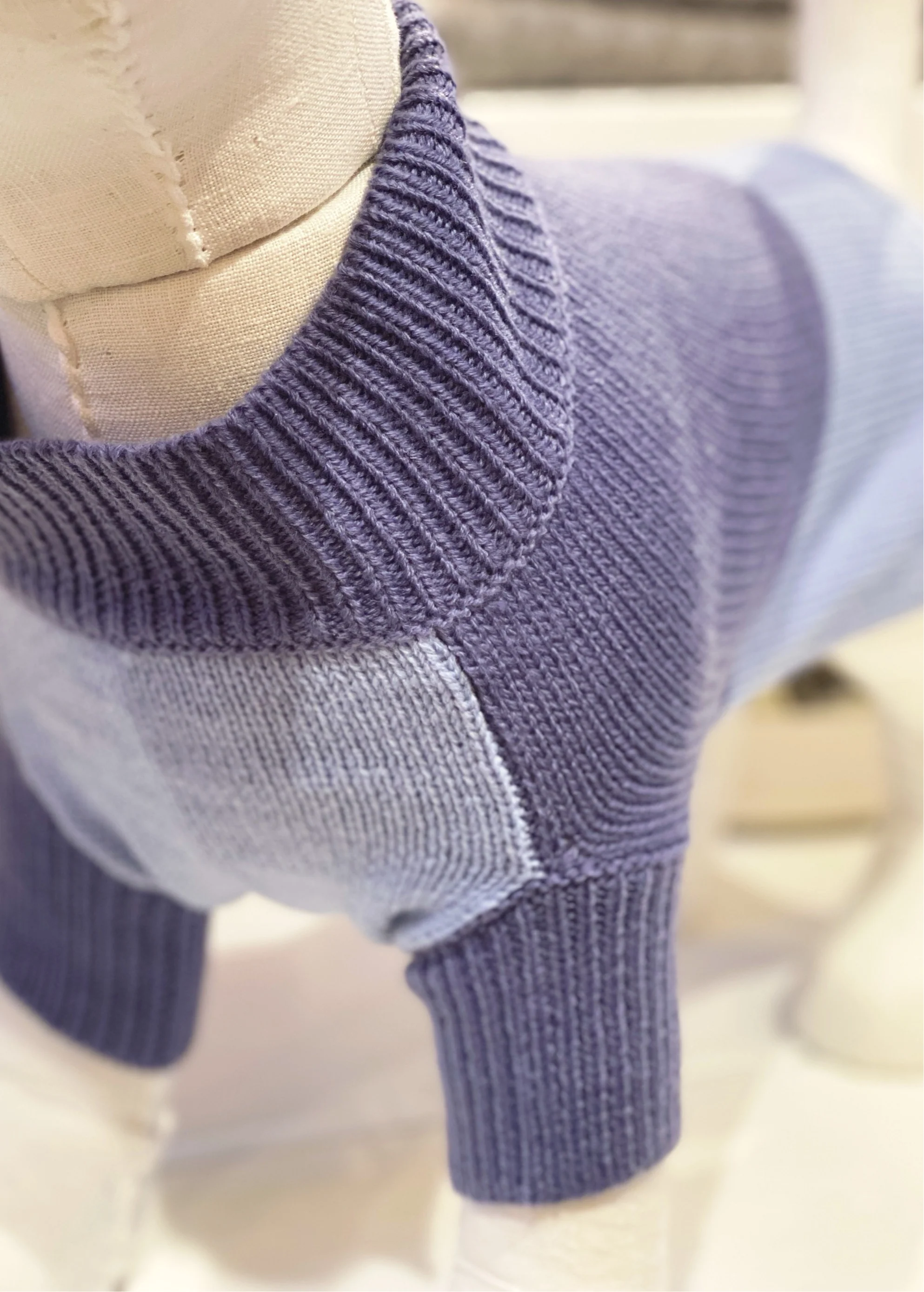Colorblock Knit Dog Sweater in 2-Tone Blue<br>((FINAL SALE)) - Image 3