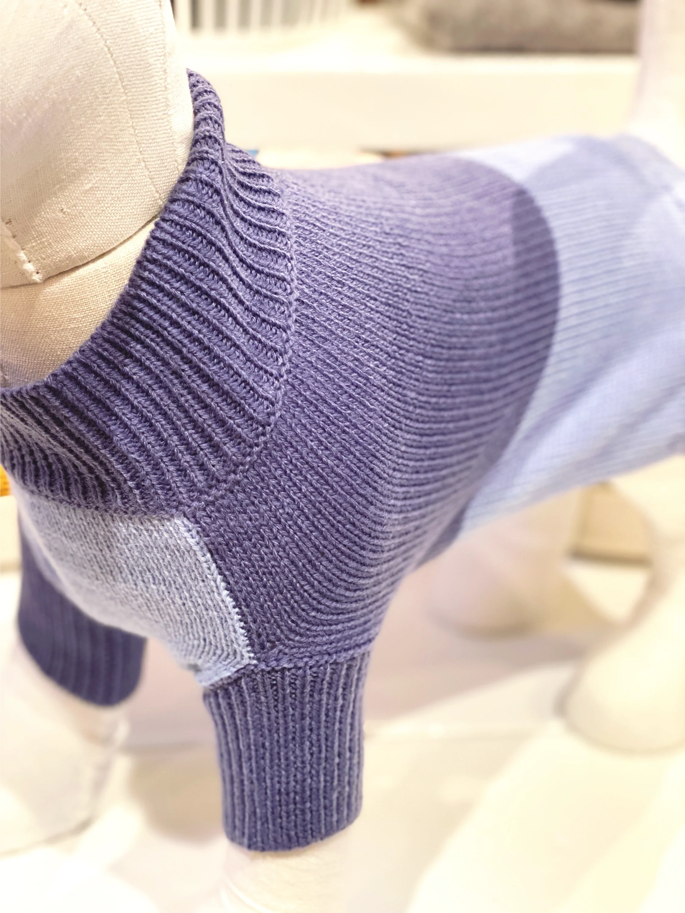 Colorblock Knit Dog Sweater in 2-Tone Blue<br>((FINAL SALE)) - Image 4