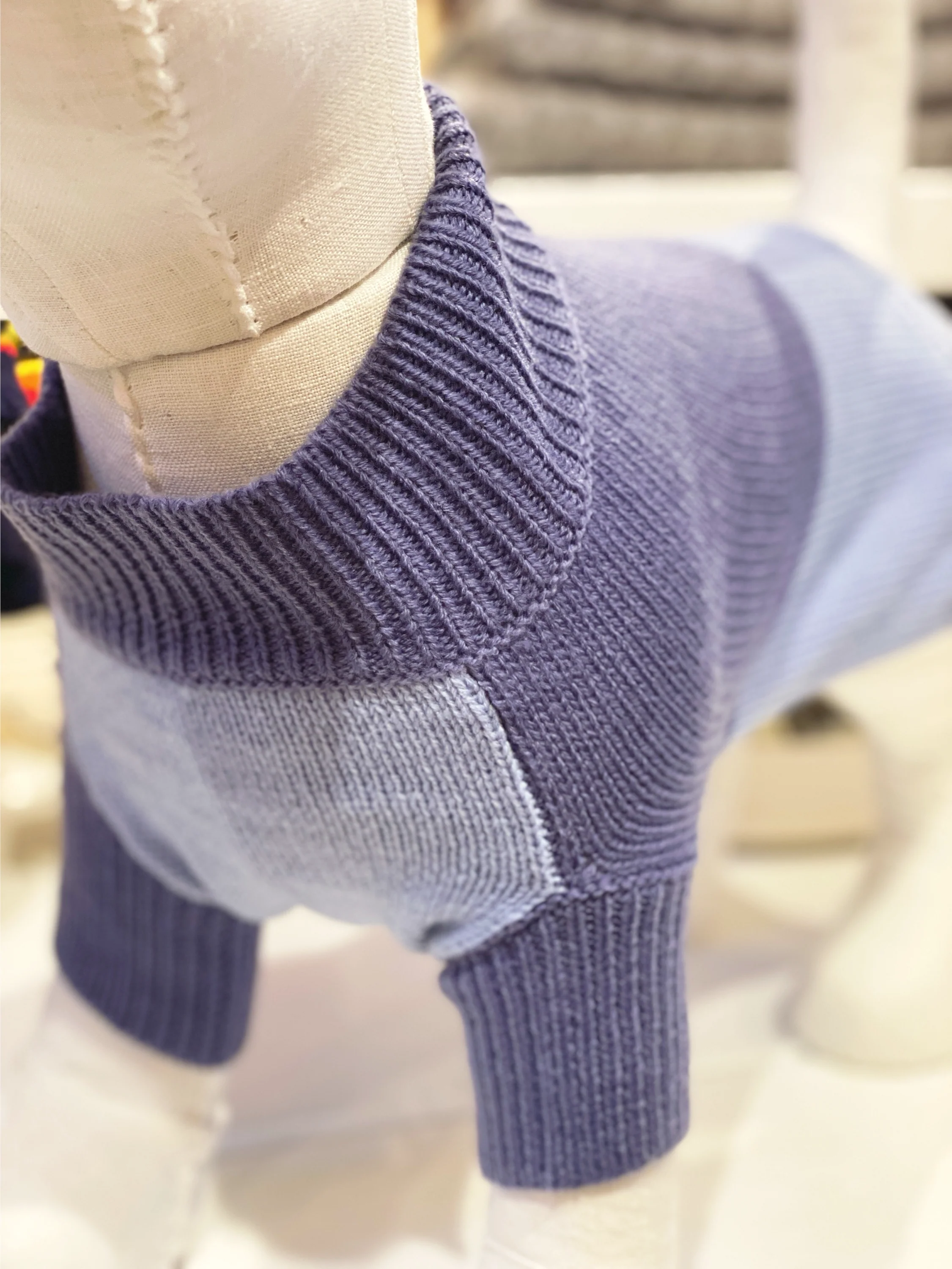 Colorblock Knit Dog Sweater in 2-Tone Blue<br>((FINAL SALE)) - Image 6