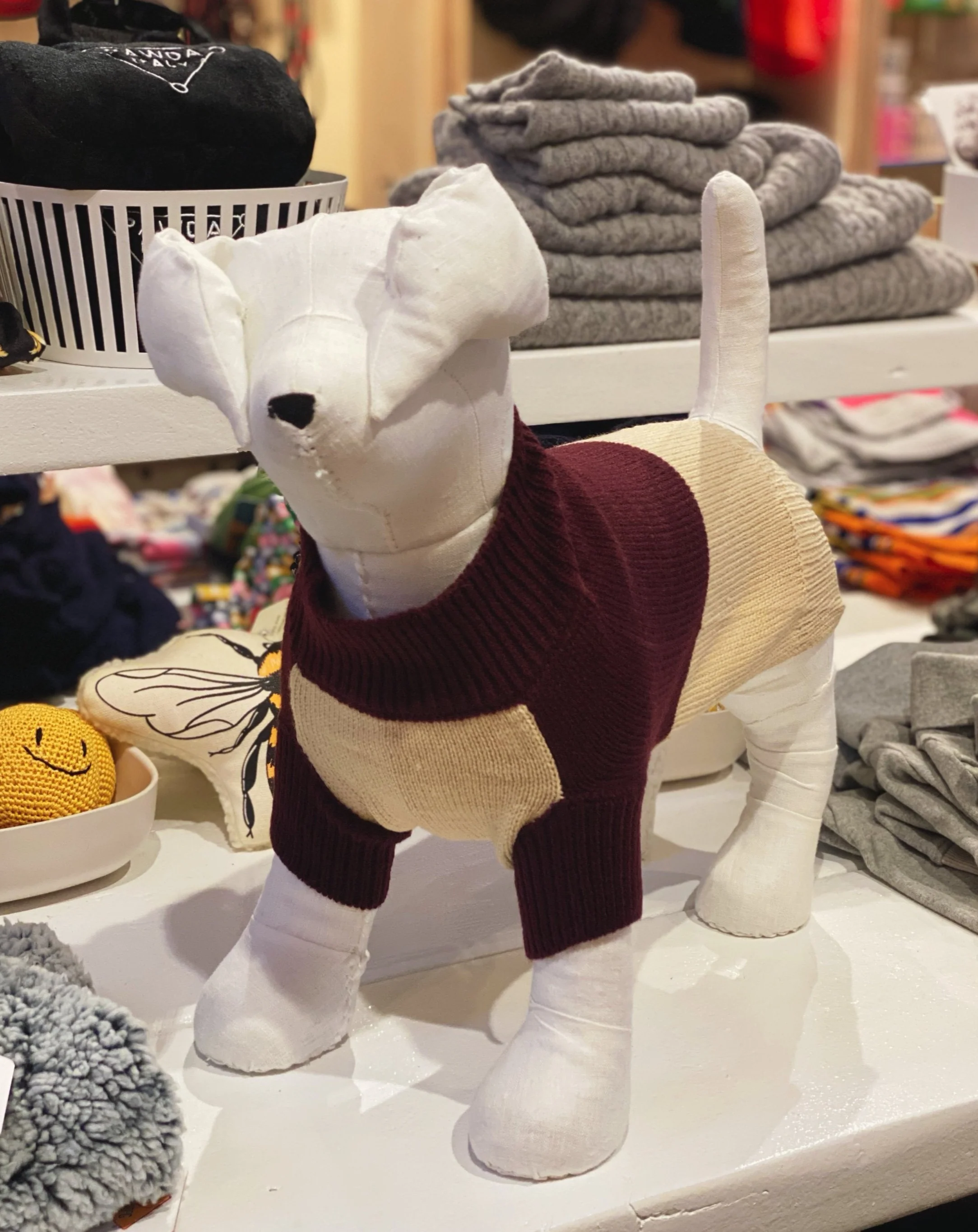 Colorblock Knit Dog Sweater in Burgundy & Beige<br>((FINAL SALE)) - Image 6