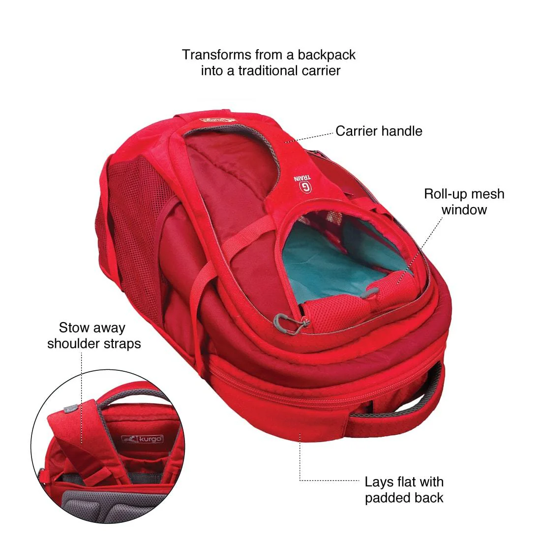 KURGO | G-Train Backpack in Red - Image 3
