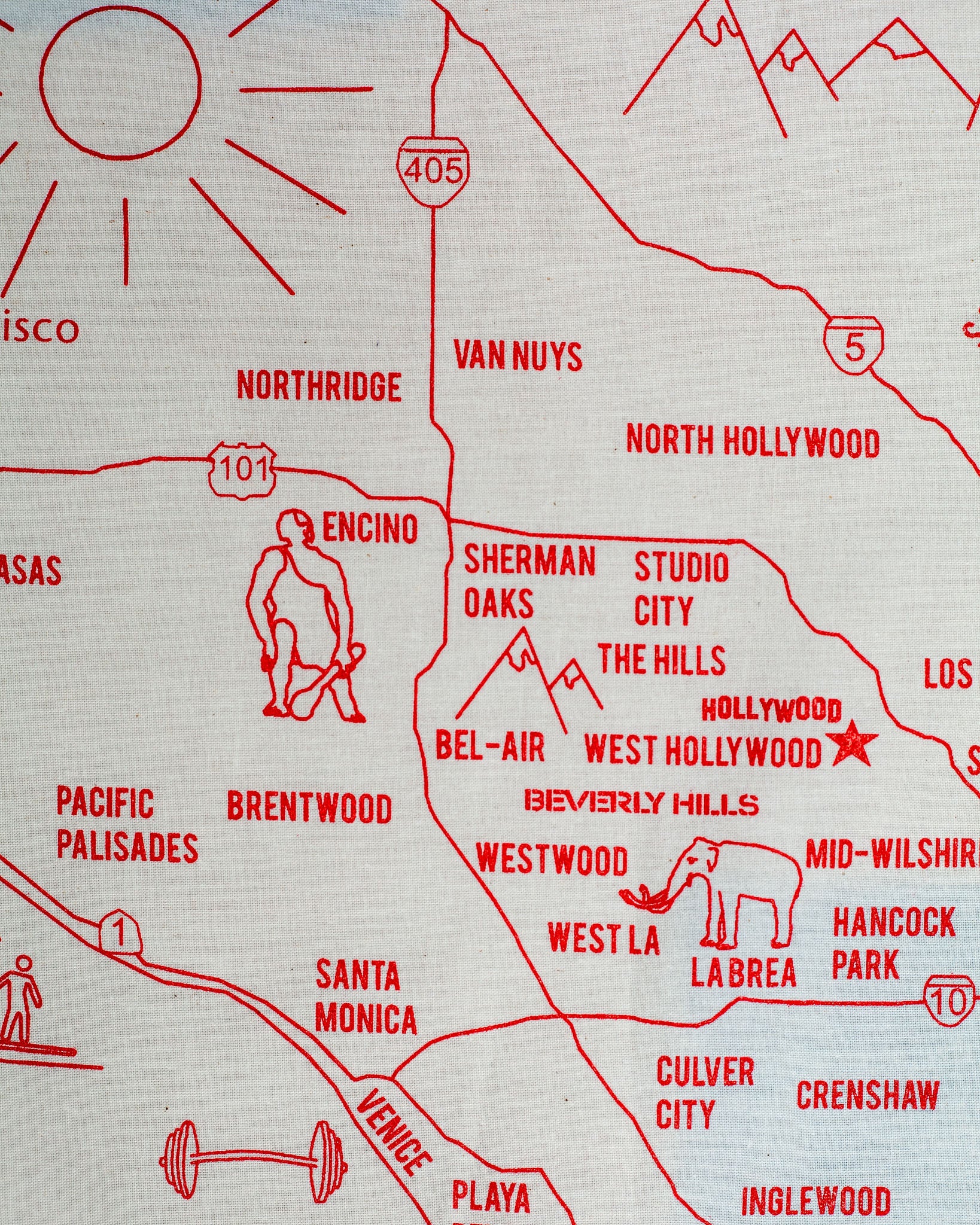LA Map Bandana in Natural (Made in the USA) << FINAL SALE >> - Image 2
