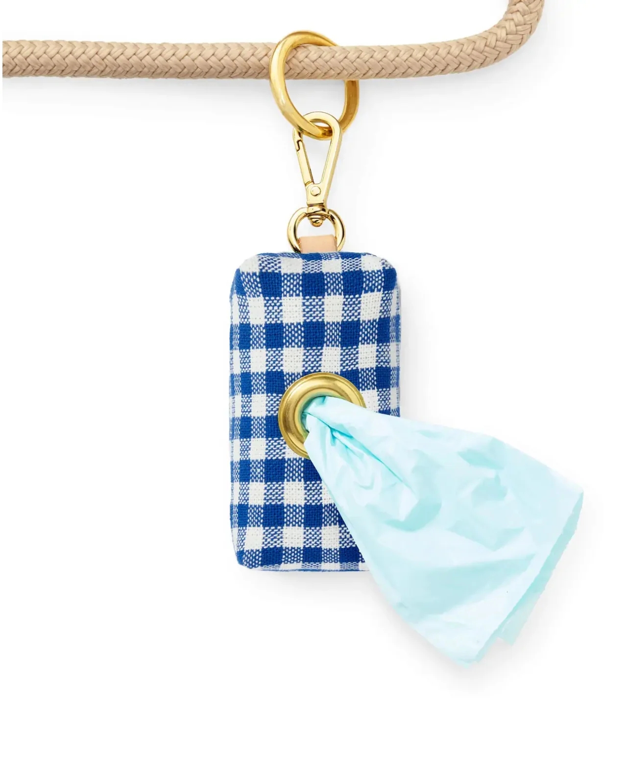 Lake Blue Gingham Waste Dog Bag Holder