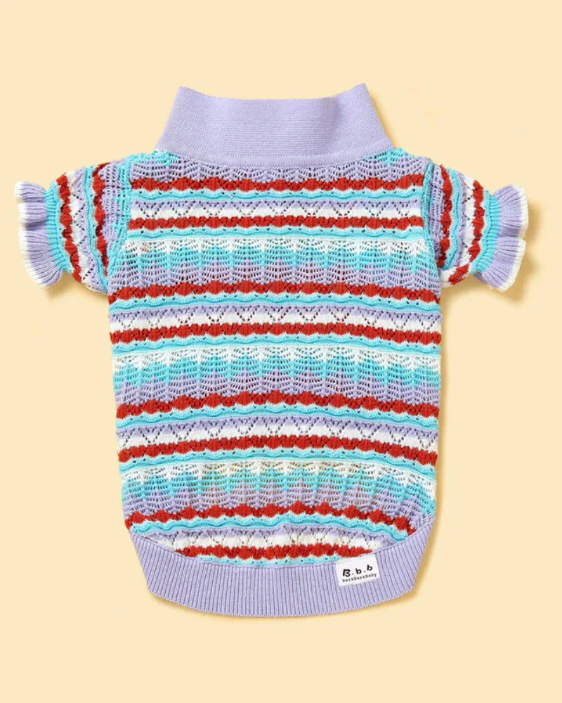 Lavender Ruffle Sleeve Crochet Shirt for Dogs - Image 5