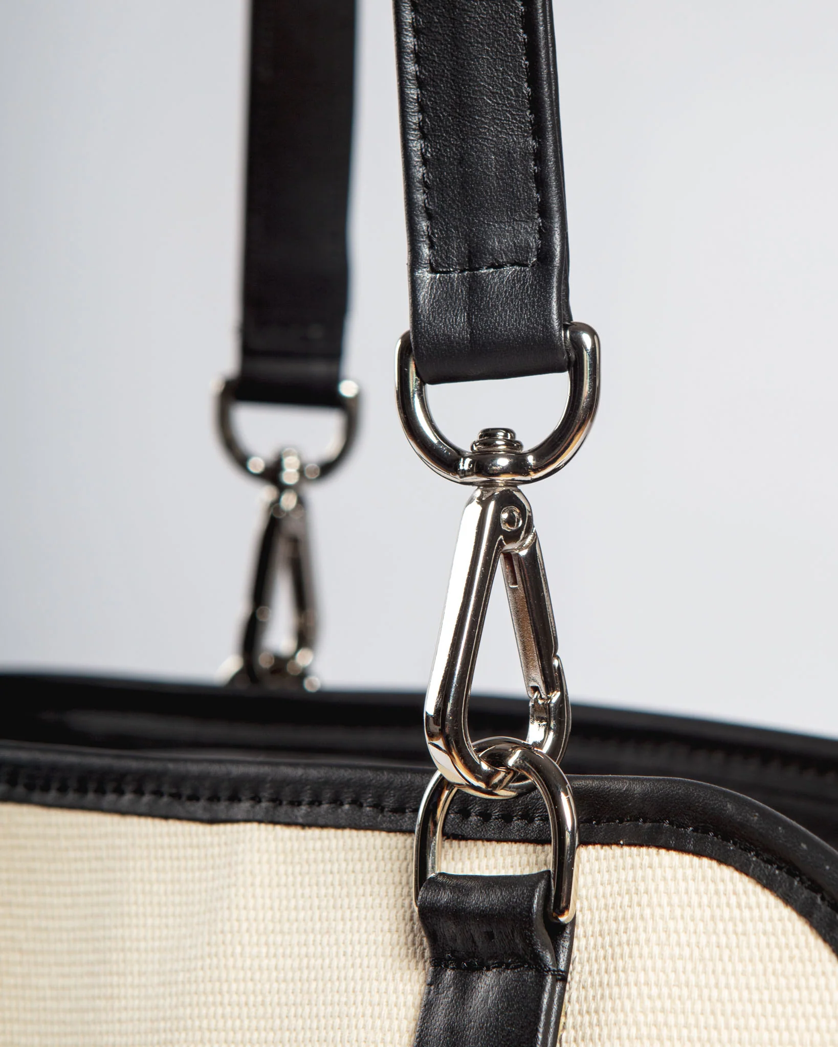 Black Leather & Natural Canvas Luxe Dog Carrier (Made in Mexico)(Dog & Co. Exclusive) (FINAL SALE) - Image 5