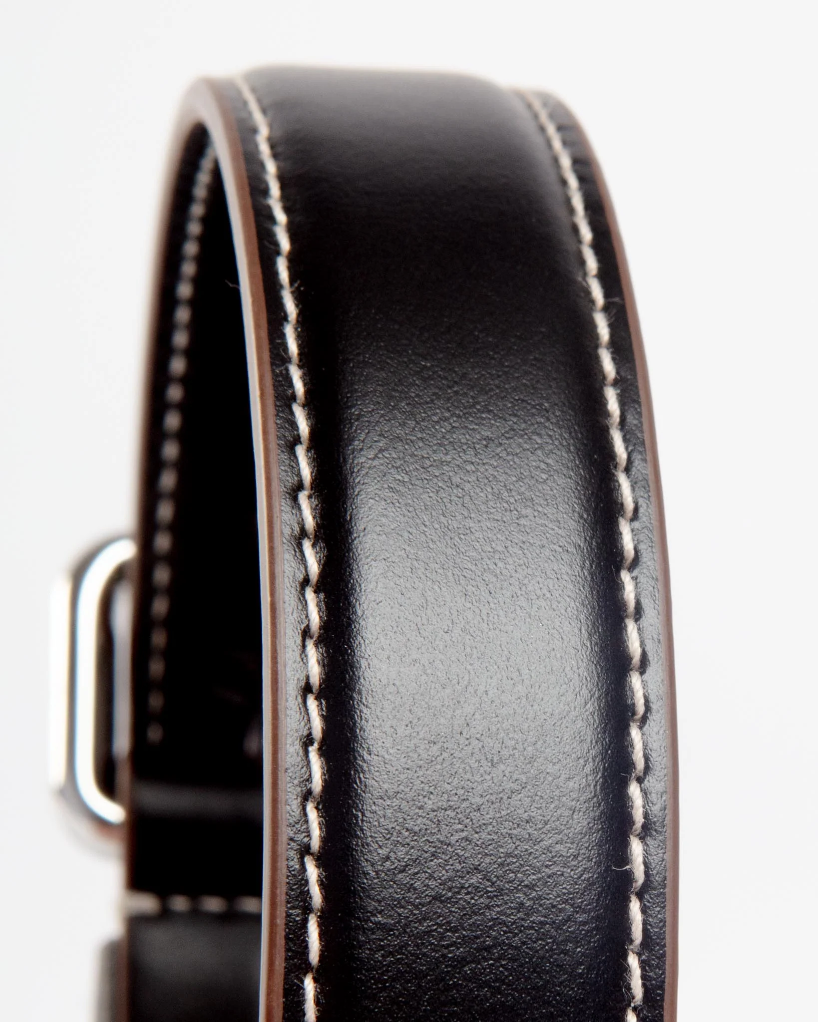 Leather Dog Collar in Black (Made in Italy) - Image 2