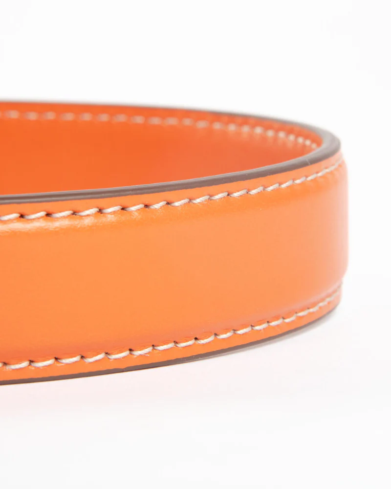 Leather Dog Collar in Orange (Made in Italy) - Image 2