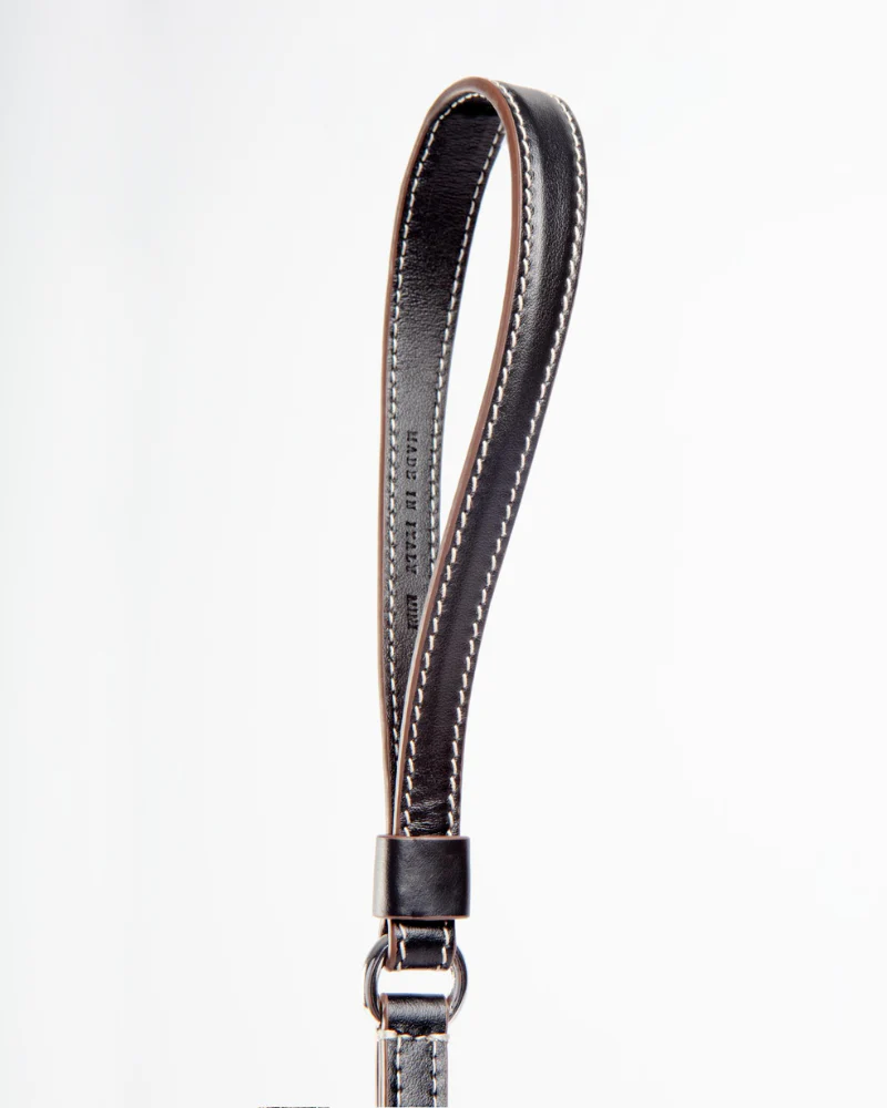 Leather Dog Leash in Black (Made in Italy) - Image 2