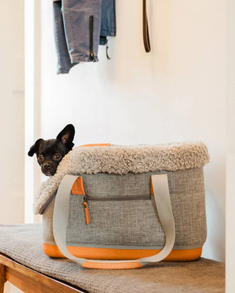 Cozy Grey Shearling Deluxe Dog Carrier - Image 8