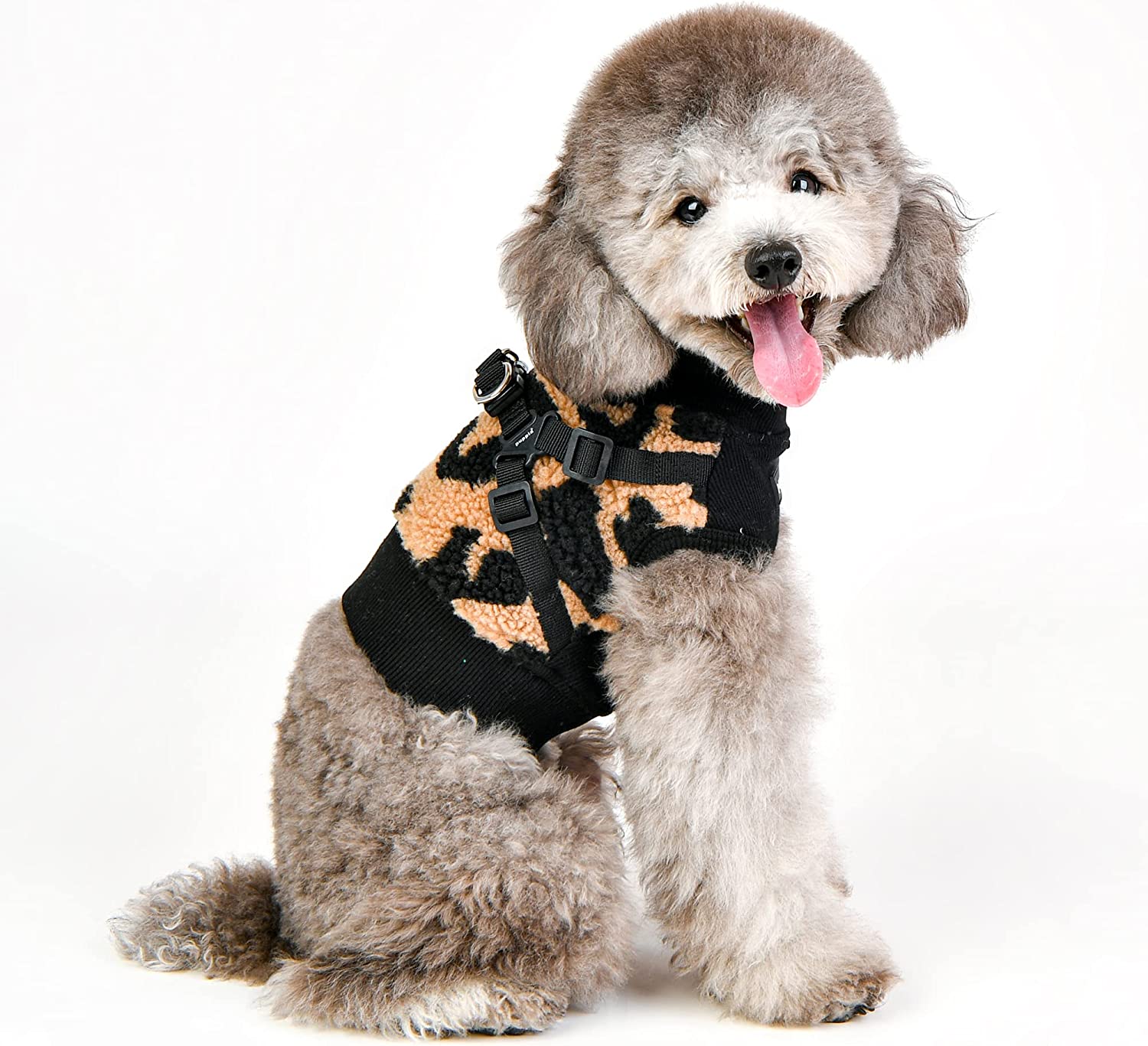 Leopard Fleece Dog Harness Vest in Beige (FINAL SALE) - Image 6