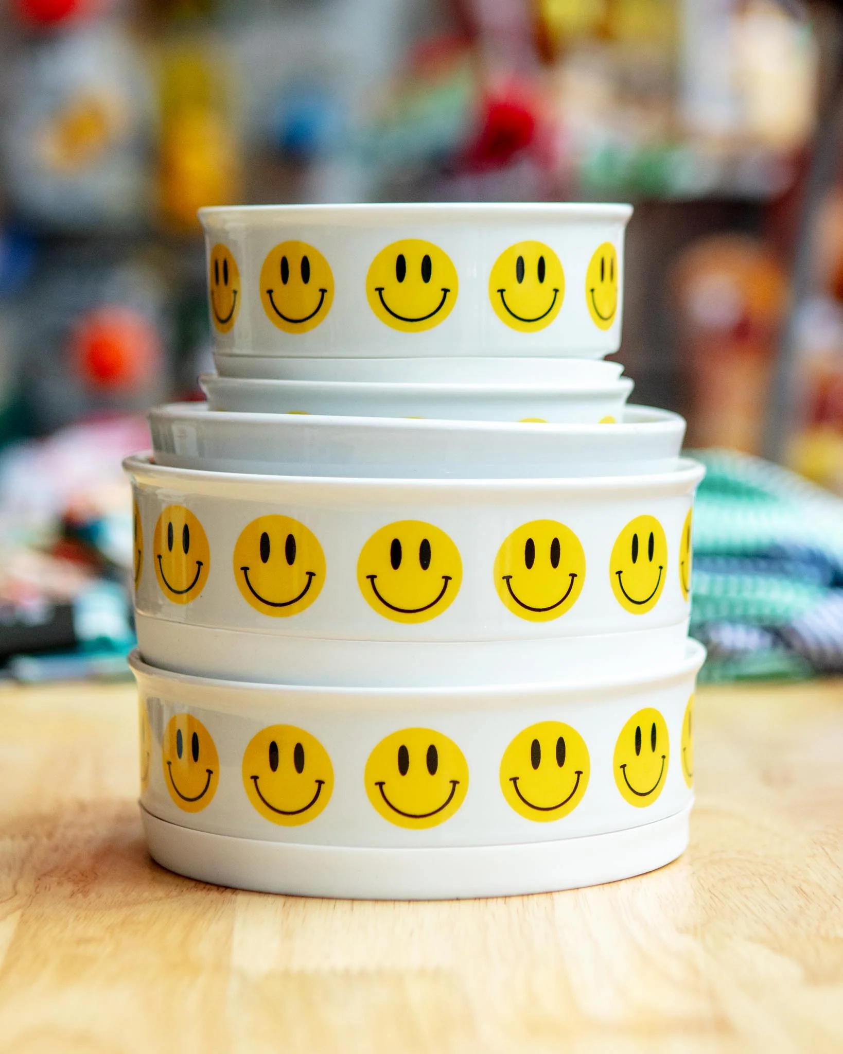 Let's Get Happy Smiley Face Pet Bowls