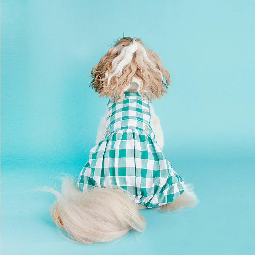 LITTLE COLLIN | Balloon Overall in Green Check - Image 3