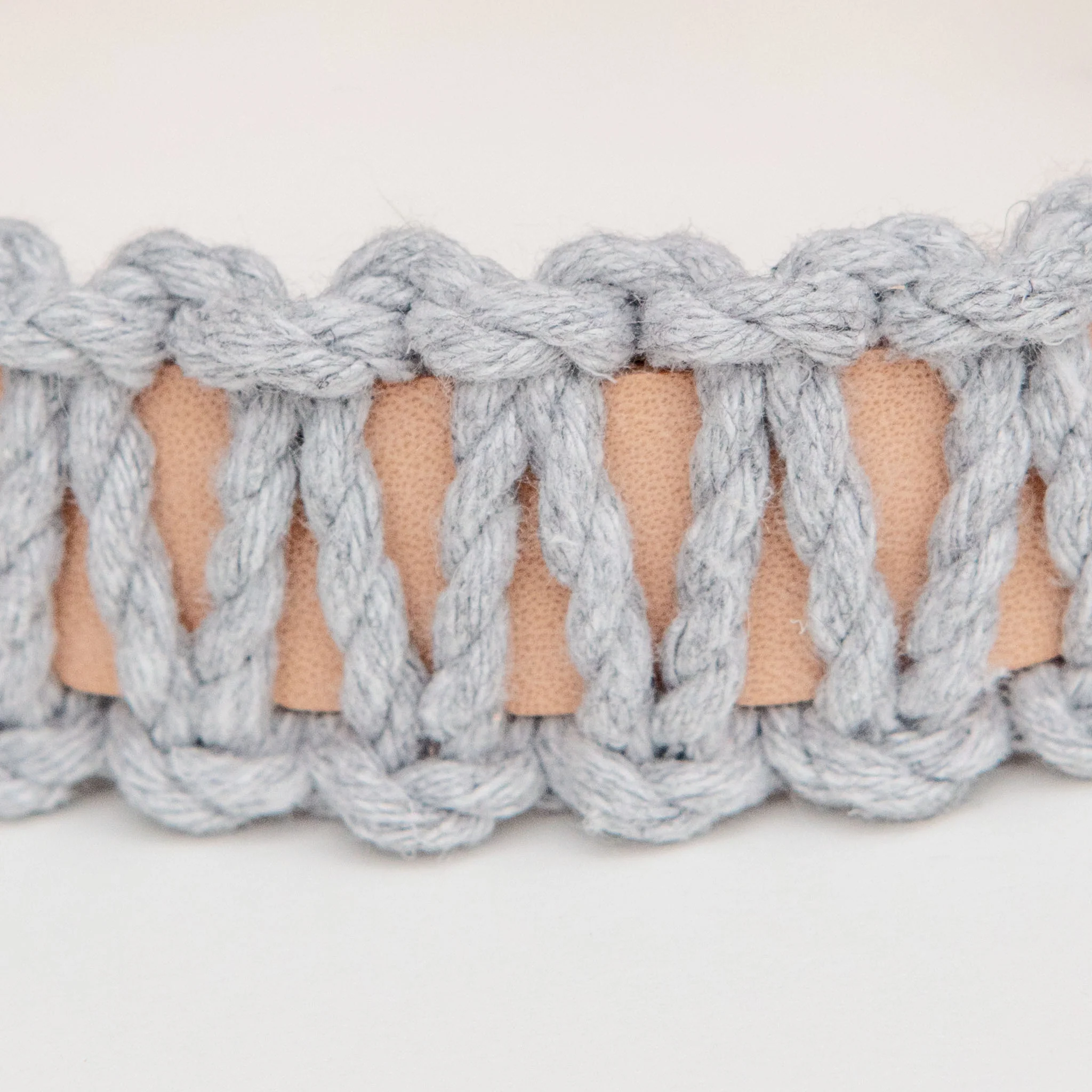 Macrame & Leather Dog Collar in Natural and Grey (Made in the USA) (FINAL SALE) - Image 2