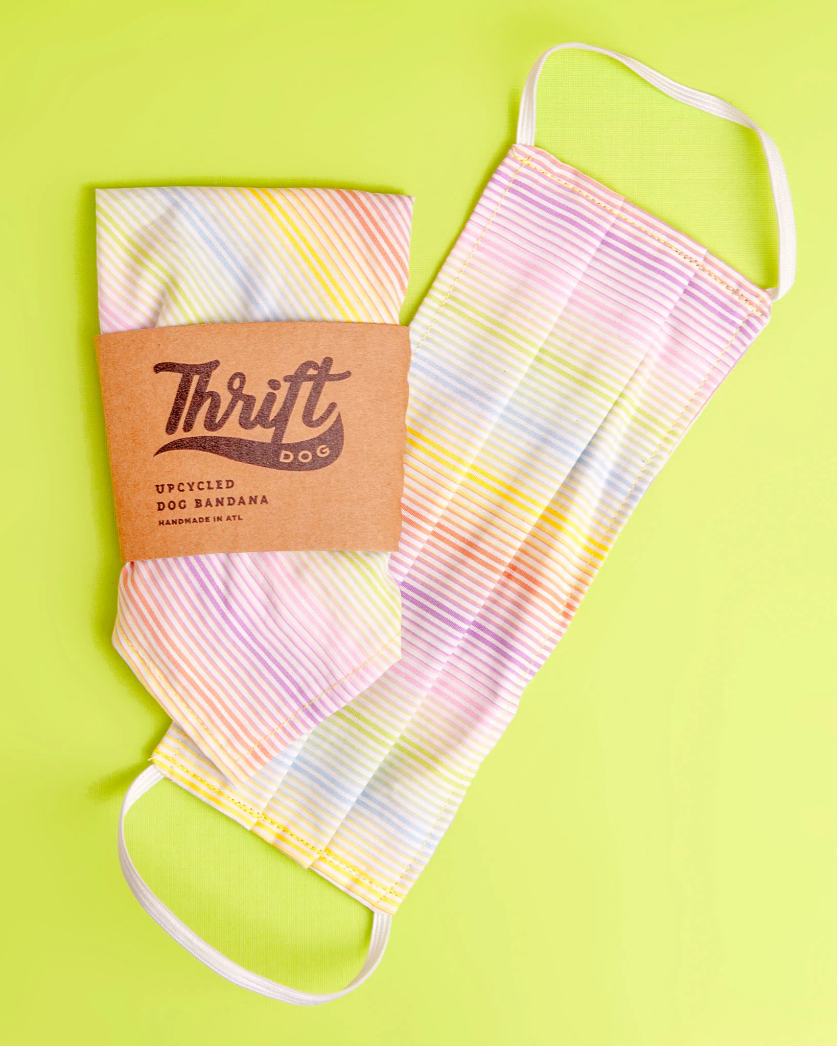 Matching Face Mask & Dog Bandana Set in Sunset Stripe (FINAL SALE)