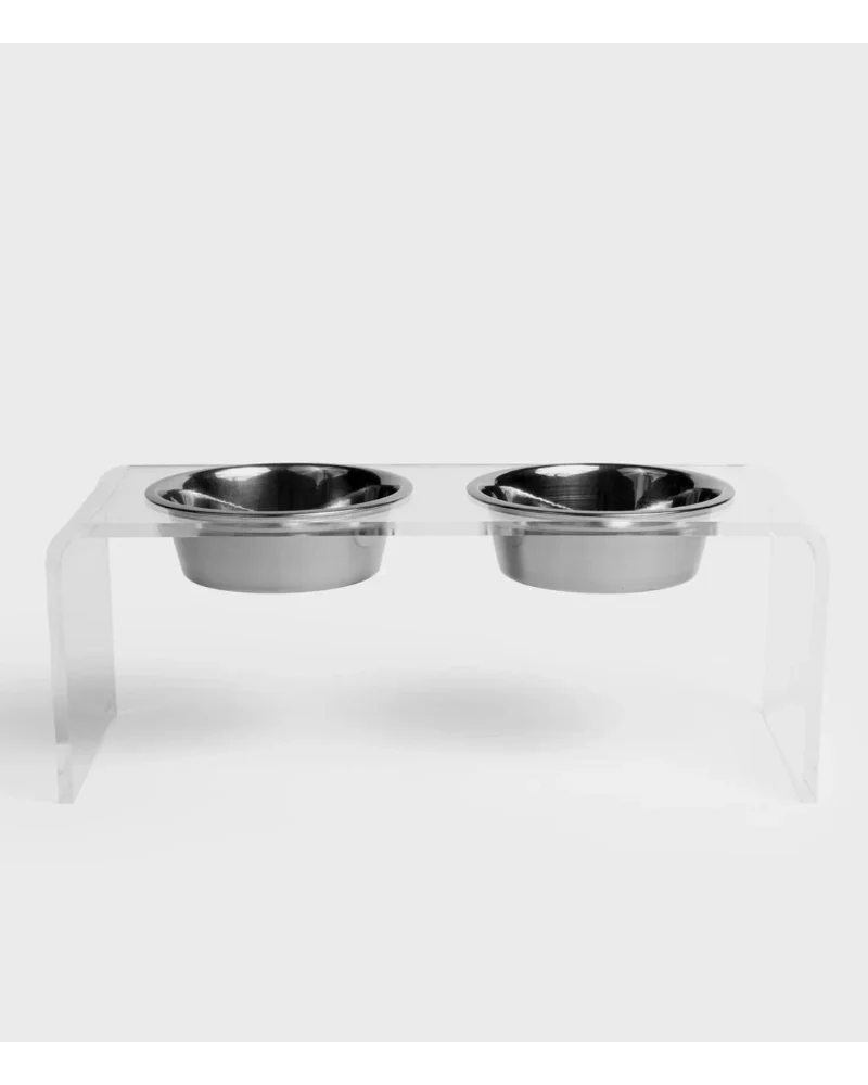 Clear Lucite Double Bowl Pet Feeder (Made in the USA) (Direct-Ship) - Image 5