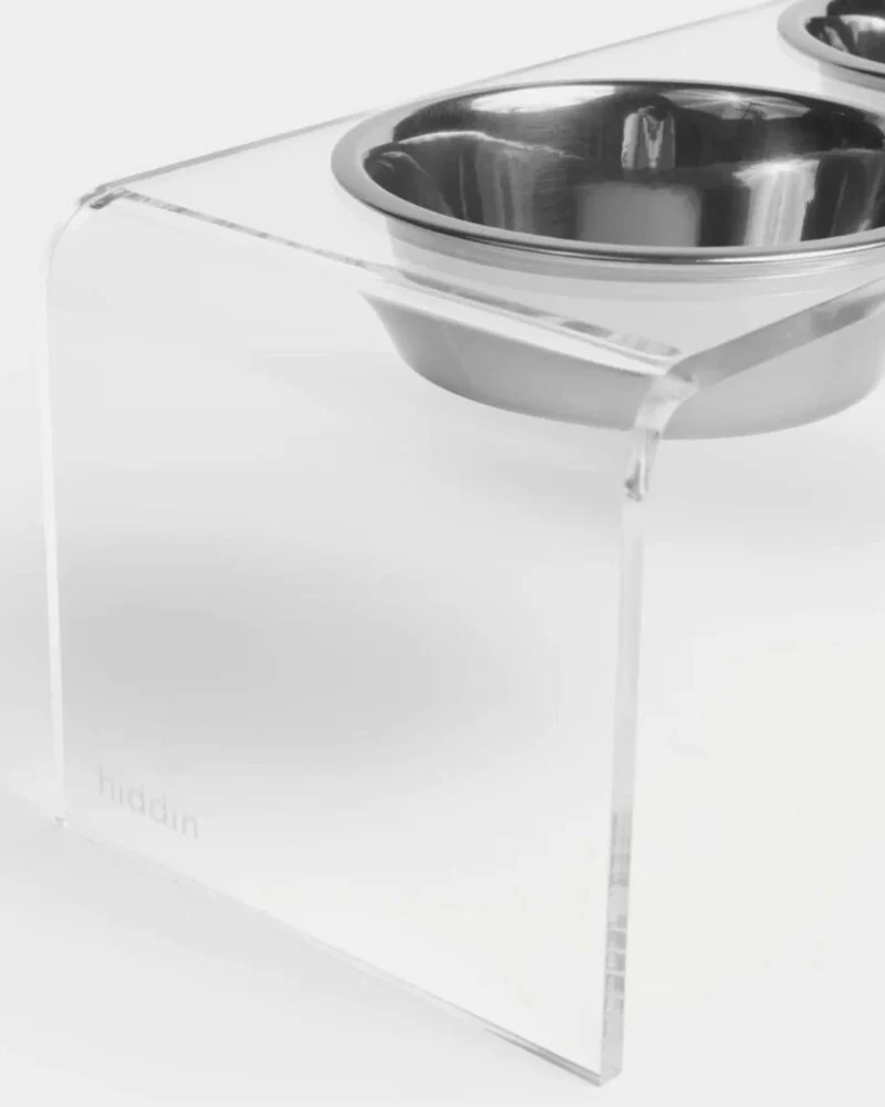 Clear Lucite Double Bowl Pet Feeder (Made in the USA) (Direct-Ship) - Image 7