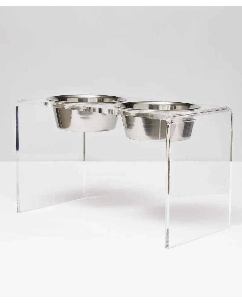 Clear Lucite Double Bowl Pet Feeder (Made in the USA) (Direct-Ship) - Image 8