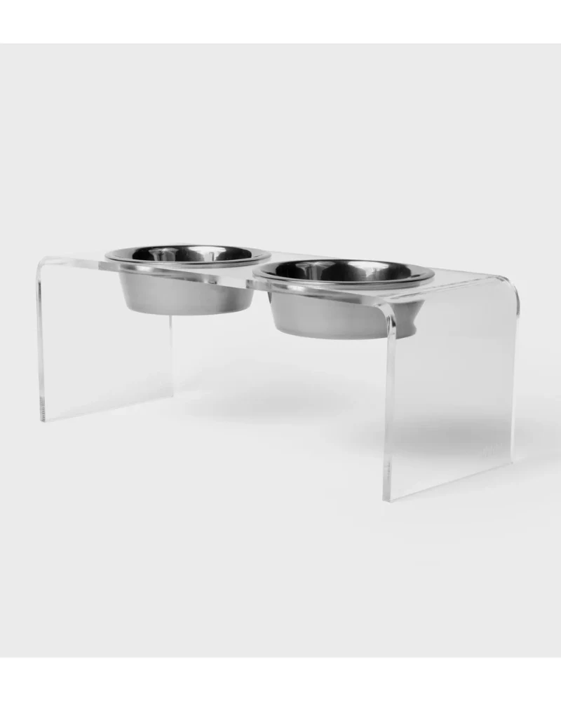 Clear Lucite Double Bowl Pet Feeder (Made in the USA) (Direct-Ship) - Image 9