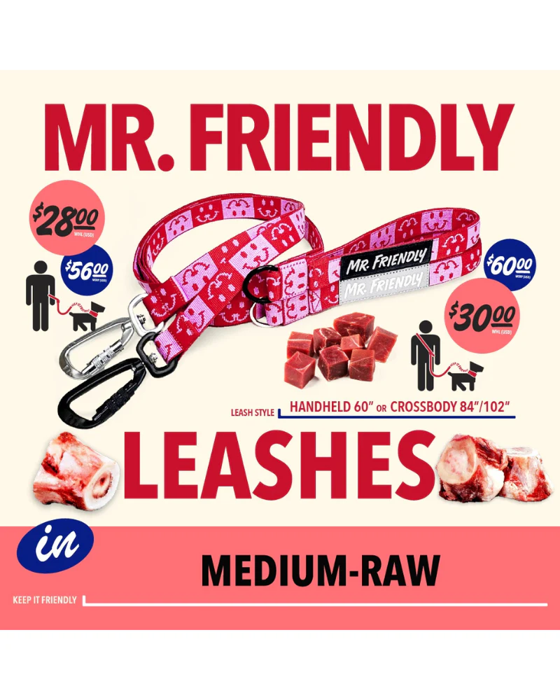 Medium-Raw Crossbody Dog Leash with Black Hardware (Made in the USA) - Image 2