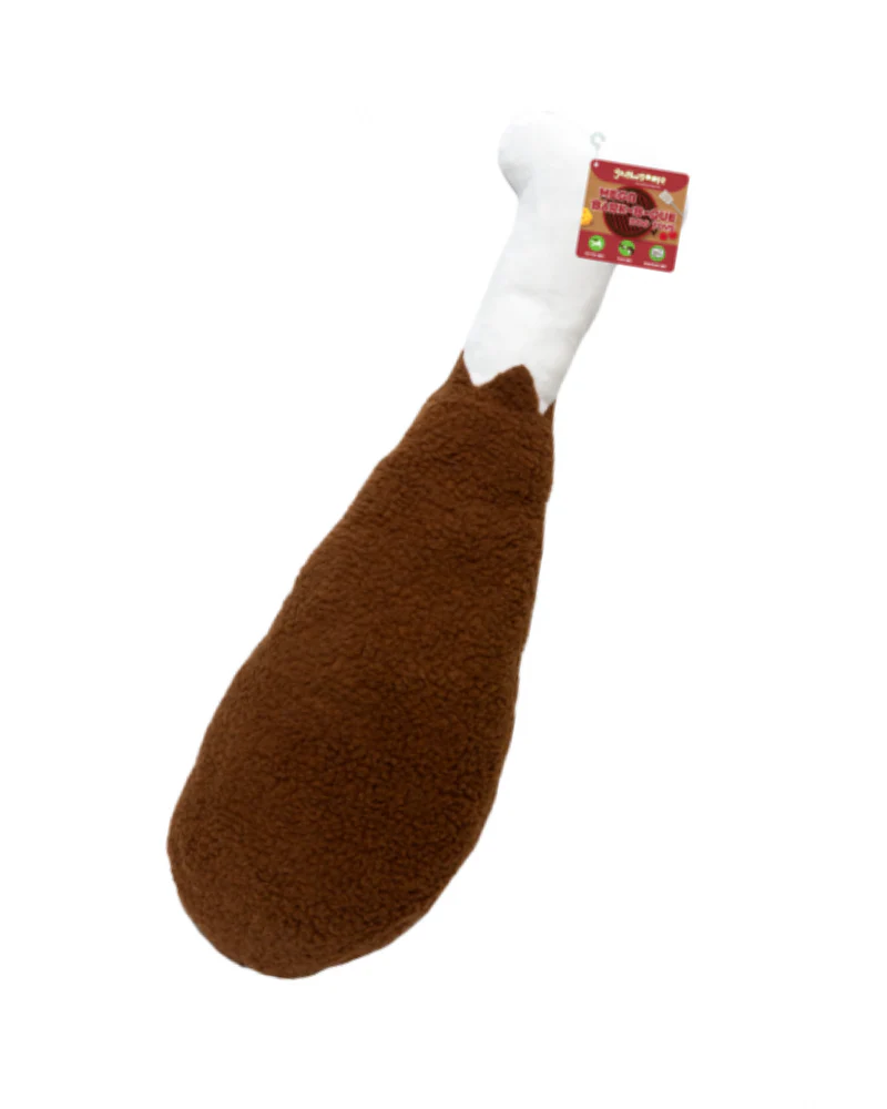 Mega BBQ Drumstick Plush Squeaky Dog Toy (2' in Length) - Image 2