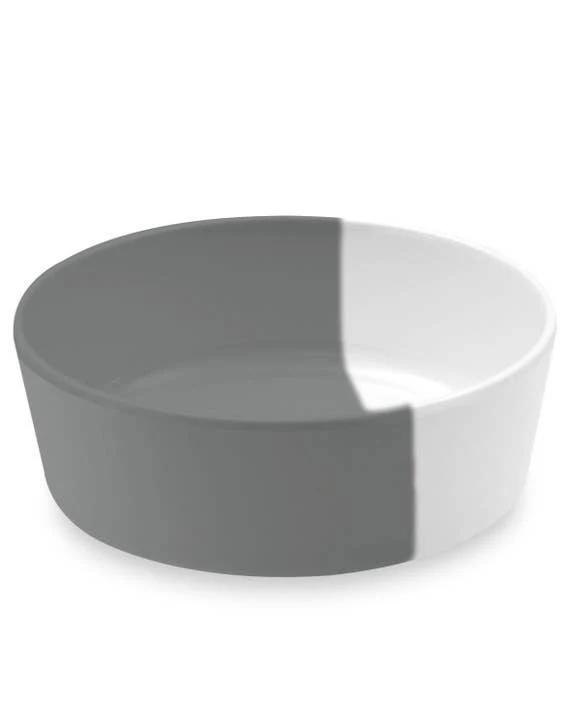 Melamine Dog Bowl in Grey & White Colorblock (FINAL SALE) - Image 4