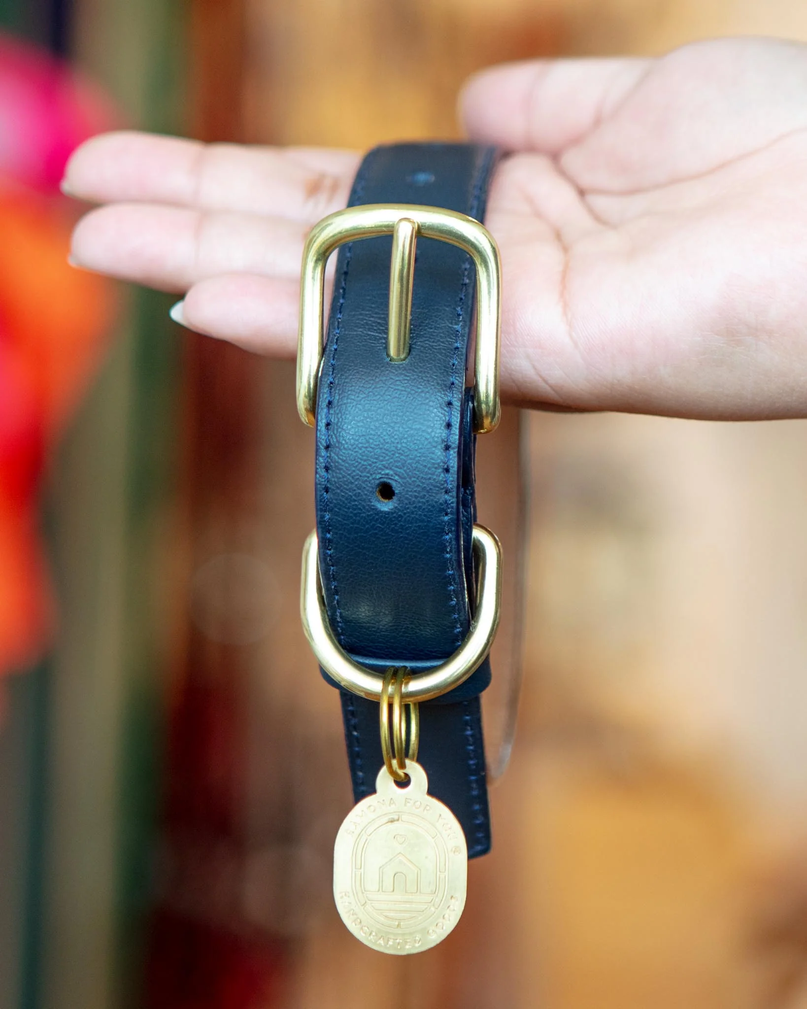 Midnight Leather Dog Collar (Made in Guatemala) - Image 3