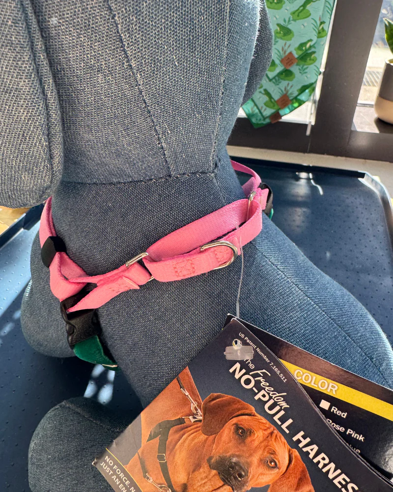 Mini Freedom Dog Harness in Kelly Green + Light Pink (Made in the USA) - Image 3