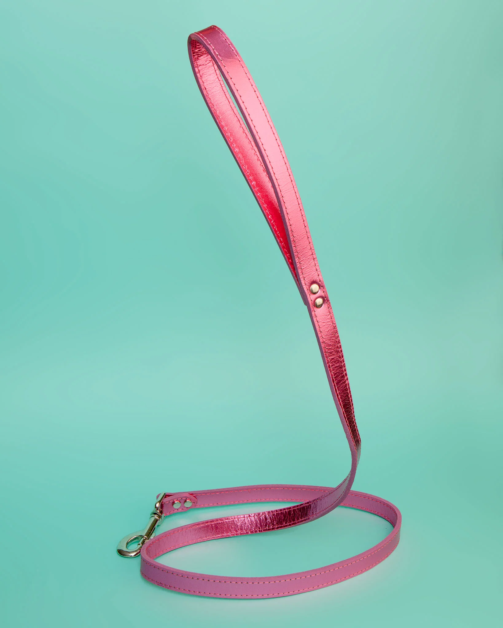Shimmer Leather Dog Leash in Metallic Hot Pink (FINAL SALE)