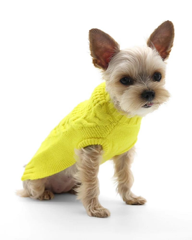 Mix Knit Dog Sweater in Sunshine Yellow<br>(FINAL SALE)