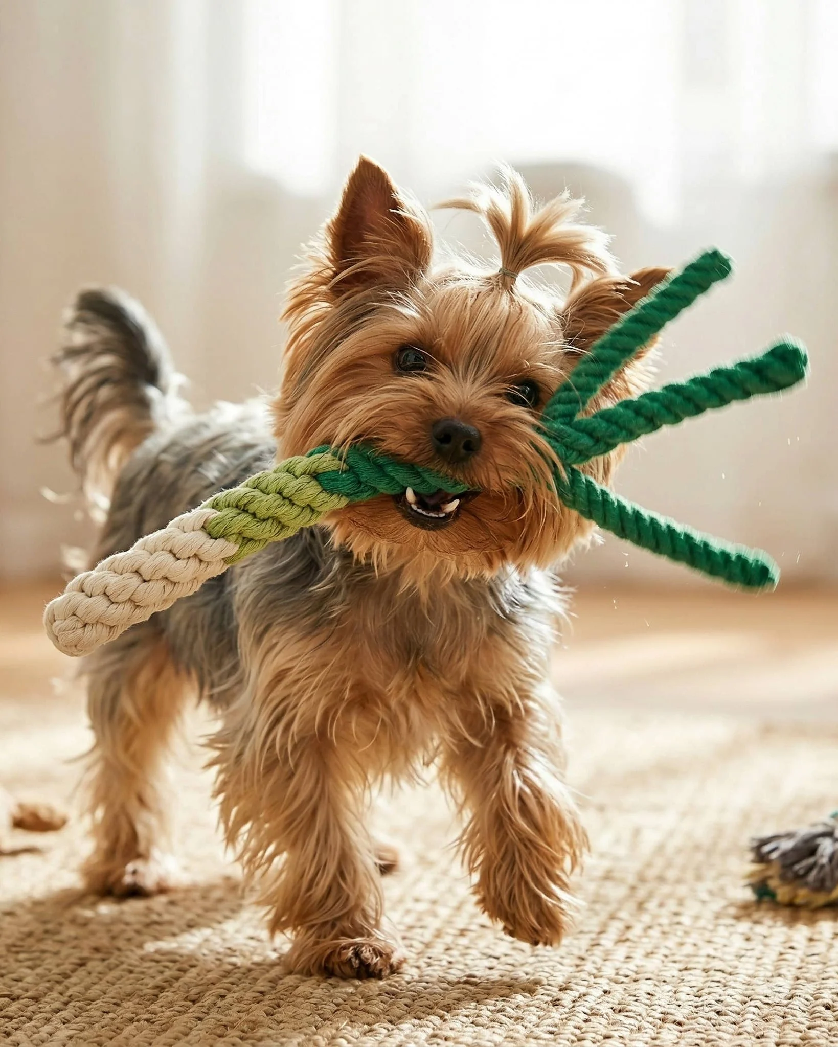 Handmade Green Onion Rope Dog Toy - Image 4
