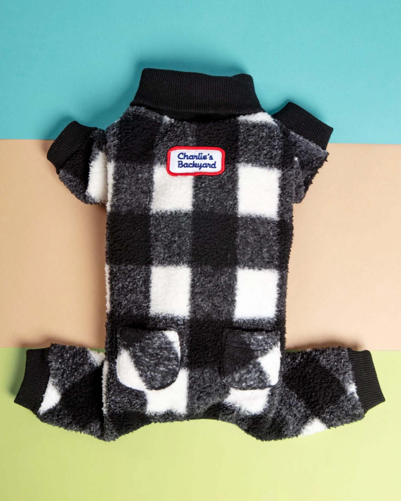 Monster Warmer Dog Onesie in Black Check (FINAL SALE) - Image 3