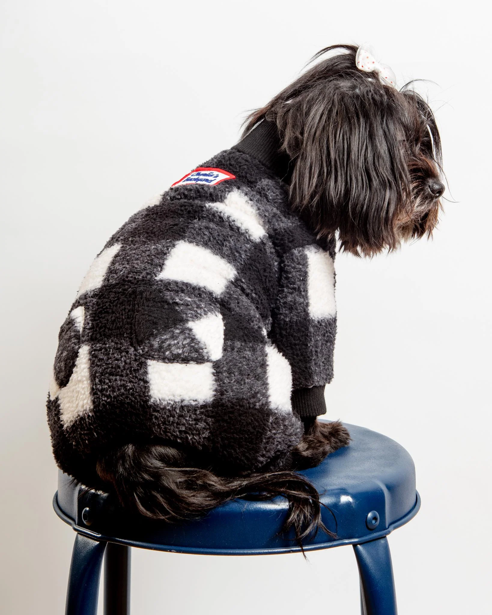 Monster Warmer Dog Onesie in Black Check (FINAL SALE) - Image 5