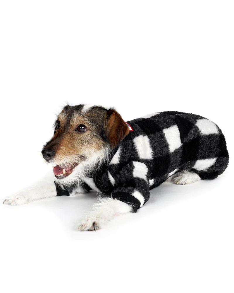 Monster Warmer Dog Onesie in Black Check (FINAL SALE) - Image 9