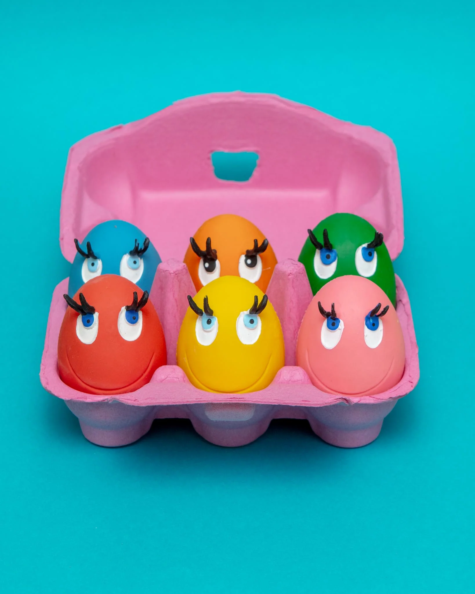 Multi-Color Squeaky Latex Dog Toy Egg Carton (6-Pack) - Image 2
