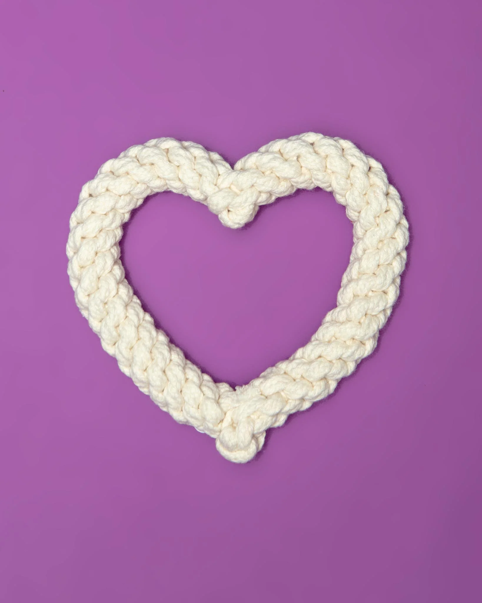 Natural White Heart Dog Rope Toy
