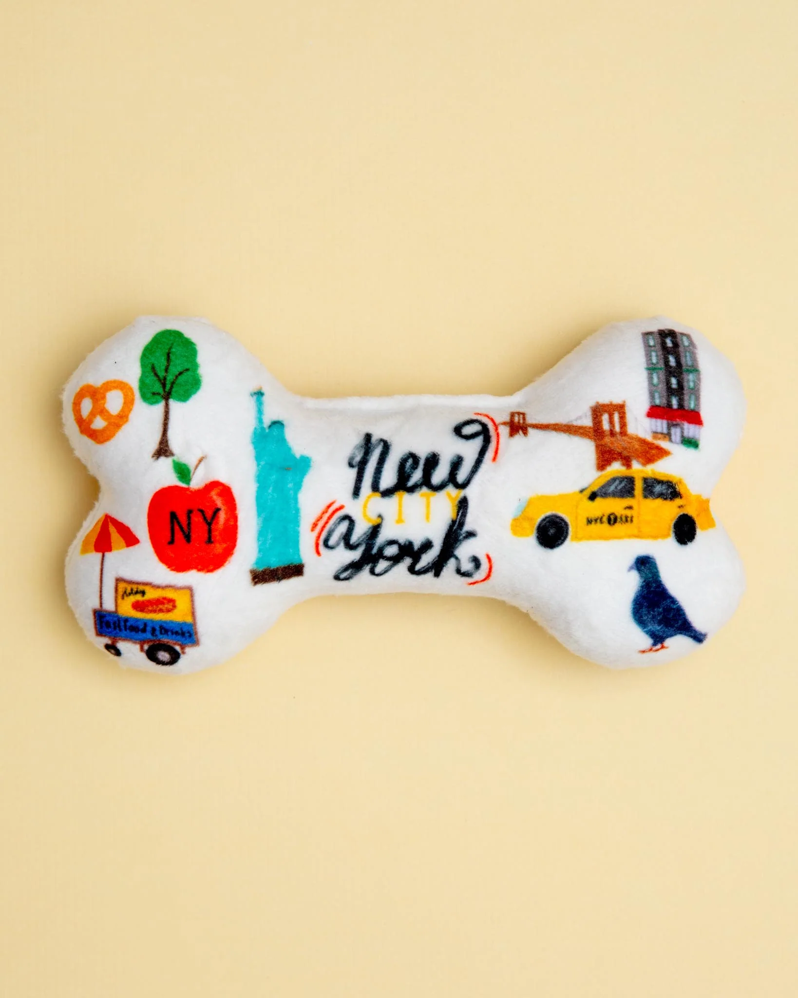 New York City Squeaky Plush Dog Bone Toy (Made in the USA) - Image 3