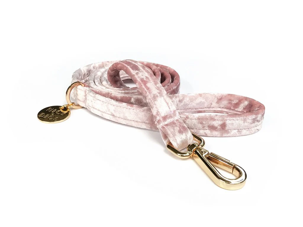 NICE DIGS | Velvet Dog Leash in Rose