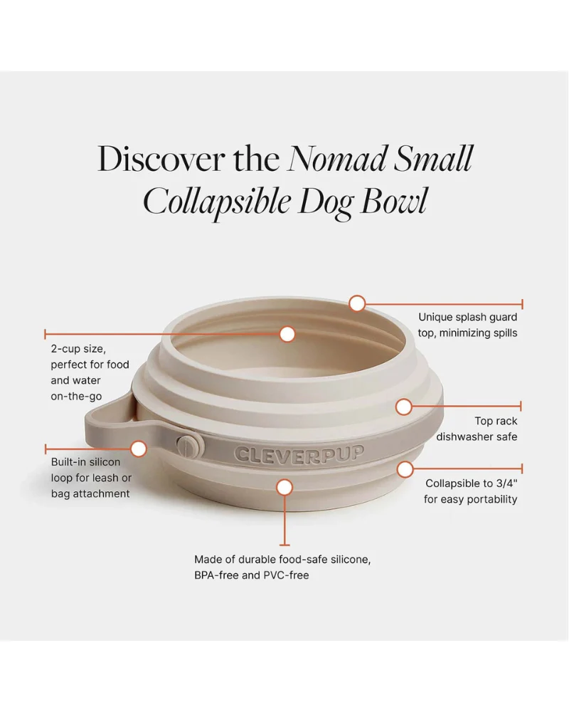 Nomad Collapsible Dog Bowl in Sand - Image 2